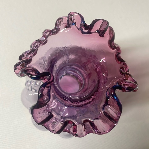 Fenton Mulberry Beaded Melon Vase Blue/Purple Ombre - Picture 2 of 8